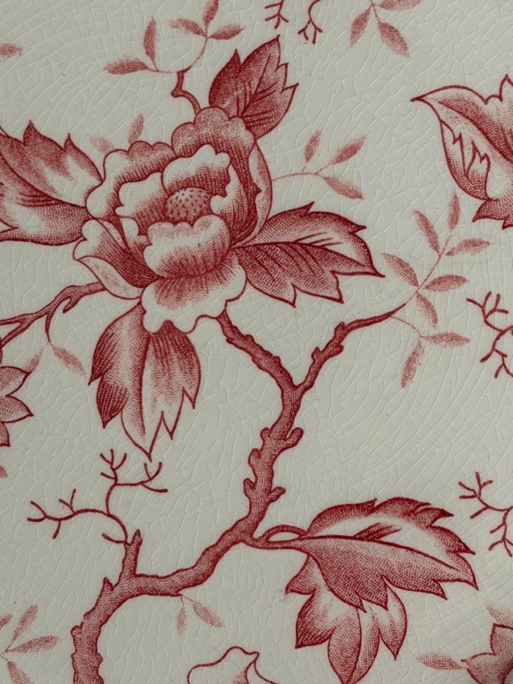 Vintage Pink Red Floral Ironstone Dinner Plates Set of 4 Cottagecore Shabby Chic - Picture 3 of 12